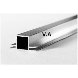 Tube aluminium carré rainuré - 20mm x 20mm - Jonction 2 plats - Long: 1m